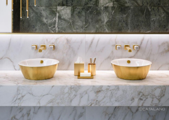 КЕРАМИЧЕСКАЯ РАКОВИНА 42 СМ CATALANO GOLD&SILVER, GOLD/WHITE (142VLNBO)