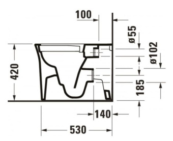 УНИТАЗ БЕЗОБОДКОВЫЙ НАПОЛЬНЫЙ DURAVIT WHITE TULIP, БЕЛЫЙ (2001092000)