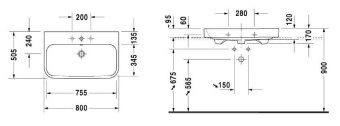 КЕРАМИЧЕСКАЯ РАКОВИНА 80 СМ DURAVIT HAPPY D.2 (2318800027)