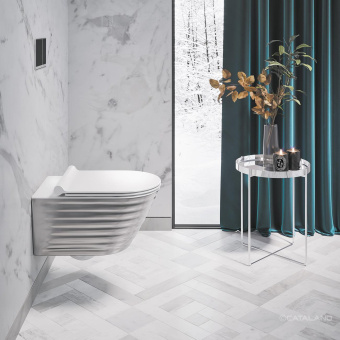 ПОДВЕСНОЙ БЕЗОБОДКОВЫЙ УНИТАЗ CATALANO GOLD&SILVER NEWFLUSH, SILVER/WHITE (1VS55RZEBA)