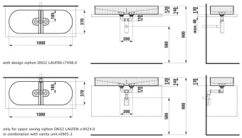 КЕРАМИЧЕСКАЯ РАКОВИНА 100 СМ LAUFEN SONAR, БЕЛЫЙ (H8123490001121)