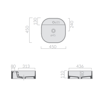 РАКОВИНА НАКЛАДНАЯ 45Х45 СМ GALASSIA SMART B, БЕЛЫЙ (7403)