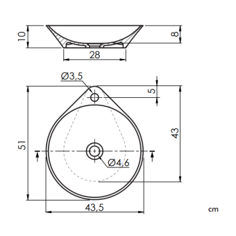 РАКОВИНА НАКЛАДНАЯ d43,5 CM SANYCCES NADIR, БЕЛЫЙ МАТОВЫЙ (LV3100435110WM)