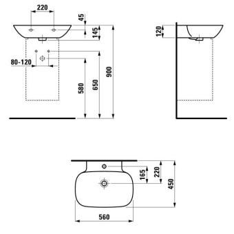 КЕРАМИЧЕСКАЯ РАКОВИНА 56 СМ LAUFEN INO, БЕЛЫЙ (H8103020001041)