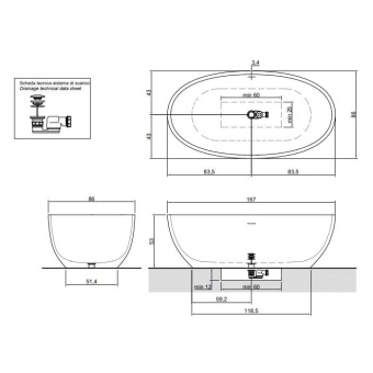 ВАННА ОТДЕЛЬНОСТОЯЩАЯ ANTONIO LUPI REFLEX 167X86 СМ, САЛАТОВАЯ (REFLEX LIME)
