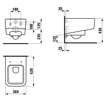 ПОДВЕСНОЙ БЕЗОБОДКОВЫЙ УНИТАЗ LAUFEN LAUFEN PRO S, БЕЛЫЙ (H8209620000001)