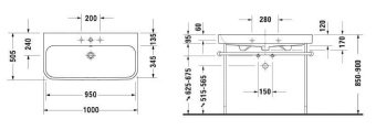 КЕРАМИЧЕСКАЯ РАКОВИНА 100 СМ DURAVIT HAPPY D.2 (2318100000)