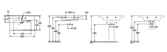 РАКОВИНА 80Х47 VILLEROY&BOCH SUBWAY 3.0, STONE WHITE (4A7081RW)