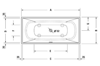 ВАННА КАМЕННАЯ DURAVIT DURASQUARE 160Х75 СМ, БЕЛАЯ (700460000000000)