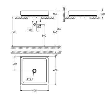 РАКОВИНА НАКЛАДНАЯ 40 СМ GROHE CUBE CERAMIC, БЕЛЫЙ (3948200H)