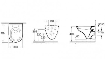 УНИТАЗ ПОДВЕСНОЙ VILLEROY&BOCH O.NOVO (5688H101)