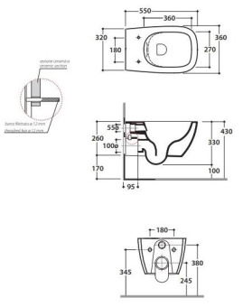 ПОДВЕСНОЙ БЕЗОБОДКОВЫЙ УНИТАЗ GLOBO GENESIS, БЕЛЫЙ (GNS02BI)
