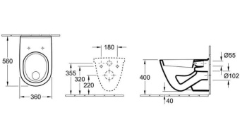 УНИТАЗ ПОДВЕСНОЙ VILLEROY&BOCH O.NOVO CERAMICPLUS (566210R1)