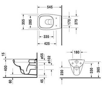 ПОДВЕСНОЙ БЕЗОБОДКОВЫЙ УНИТАЗ DURAVIT RIMLESS VERO AIR (2525090000)