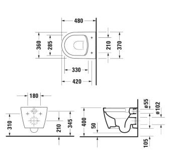 ПОДВЕСНОЙ БЕЗОБОДКОВЫЙ УНИТАЗ DURAVIT SOLEIL BY STARCK, БЕЛЫЙ (2590090000)