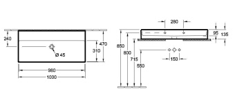 РАКОВИНА ПОДВЕСНАЯ 100Х47 VILLEROY&BOCH MEMENTO 2.0, EBONY (4A221FS5)