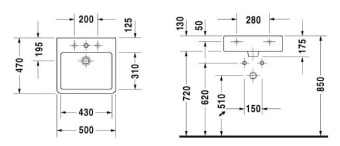 КЕРАМИЧЕСКАЯ РАКОВИНА 50 СМ DURAVIT VERO, БЕЛАЯ (0454500041)