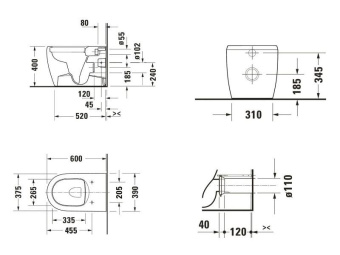 УНИТАЗ НАПОЛЬНЫЙ DURAVIT QATEGO, БЕЛЫЙ (2020090000)