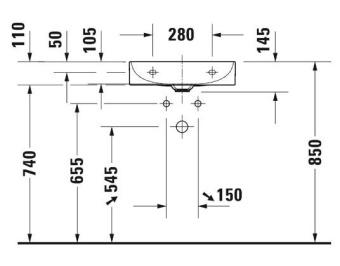 РАКОВИНА 50Х40 СМ DURAVIT DURASQUARE, БЕЛЫЙ (2356500071)