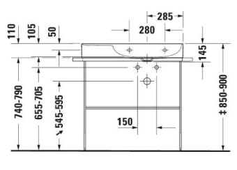 РАКОВИНА 80Х47 СМ АСИММЕТРИЧНАЯ DURAVIT DURASQUARE, БЕЛЫЙ (2349800041)