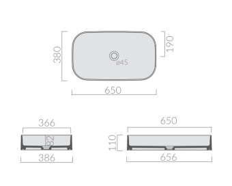 РАКОВИНА 65Х38 СМ GALASSIA SMART B, ЧЕРНЫЙ МАТОВЫЙ (7407NEMT)