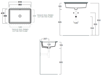 КЕРАМИЧЕСКАЯ РАКОВИНА 55 CМ SIMAS AGILE, GLOSSY BLACK (S 60)