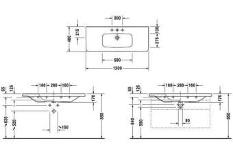 КЕРАМИЧЕСКАЯ РАКОВИНА 120 СМ DURAVIT DURASTYLE (2320120041)
