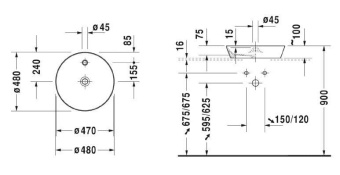 КЕРАМИЧЕСКАЯ РАКОВИНА 48 СМ DURAVIT CAPE COD (2328480000)
