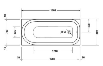 ВАННА АКРИЛОВАЯ DURAVIT SOLEIL BY STARCK 180Х80 СМ, БЕЛАЯ (700502000000000)