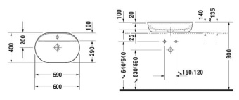 КЕРАМИЧЕСКАЯ РАКОВИНА 60 СМ DURAVIT LUV (0380600000)