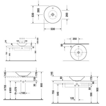 КЕРАМИЧЕСКАЯ РАКОВИНА 53 СМ DURAVIT STARCK 1 (0408530000)