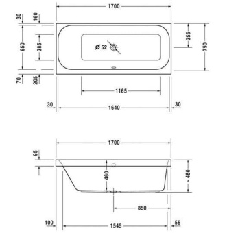 ВАННА АКРИЛОВАЯ DURAVIT HAPPY D.2 170Х75 СМ (700312000000000)