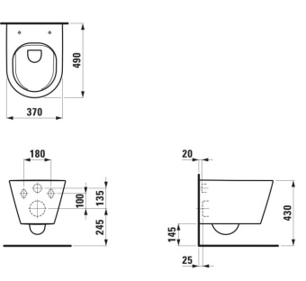 ПОДВЕСНОЙ БЕЗОБОДКОВЫЙ УКОРОЧЕННЫЙ УНИТАЗ LAUFEN KARTELL, БЕЛЫЙ (H8203330000001)