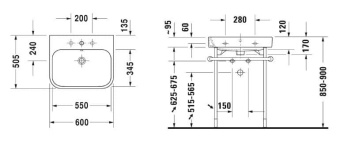 КЕРАМИЧЕСКАЯ РАКОВИНА 60 СМ DURAVIT HAPPY D.2 (2318600000)