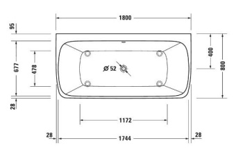 ВАННА КАМЕННАЯ DURAVIT QATEGO 180Х80 СМ, БЕЛАЯ (700615000000000)