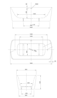 ВАННА АКРИЛОВАЯ ОТДЕЛЬНОСТОЯЩЯ KNIEF COSY 180X85 СМ (0100-279)