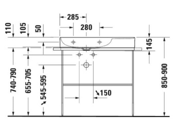 РАКОВИНА 80Х47 СМ АСИММЕТРИЧНАЯ DURAVIT DURASQUARE, БЕЛЫЙ (2348800041)