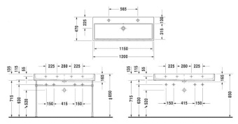 КЕРАМИЧЕСКАЯ РАКОВИНА 120 СМ DURAVIT VERO AIR (2350120024)