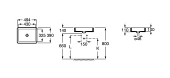 ВРЕЗНАЯ РАКОВИНА ROCA INSPIRA SQUARE 495Х390 (A327536000)