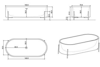 ВАННА КАМЕННАЯ EX.T STAND 160X70 СМ (EXVASTANDOT)