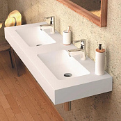 РАКОВИНА ПОДВЕСНАЯ ДВОЙНАЯ 160Х46 CM SANYCCES CARDIFF MURO, БЕЛЫЙ МАТОВЫЙ (LV30716046102SWM)