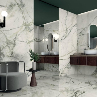 LEA CERAMICHE SLIMTECH SYNESTESIA CALACATTA EMERALD 6PLUS LEV 120X120