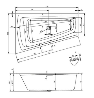 ВАННА АКРИЛОВАЯ RIHO STILL SMART LED R 170X110 СМ (B101003005)