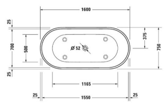 ВАННА КАМЕННАЯ DURAVIT D-NEO 160Х75 СМ, БЕЛАЯ (700486000000000)