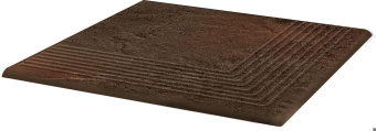 PARADYZ KLINKIER SEMIR BROWN STOPNICA RYFLOWANA NAROZNA STRUKTURALNA 30x30