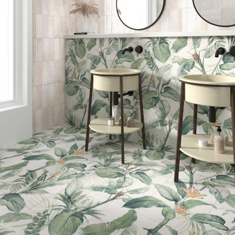 MAINZU CERAMICA MURAL SPRING LEAVES GREEN 36 20X20