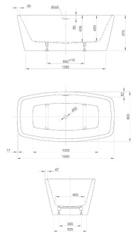 ВАННА АКРИЛОВАЯ KNIEF CUBE XS 155X80 СМ (0100-254)