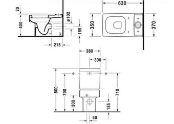 УНИТАЗ-КОМПАКТ DURAVIT VERO, БЕЛЫЙ (2116090000)