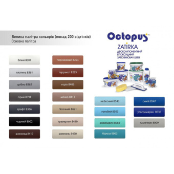 ЭПОКСИДНАЯ ЗАТИРКА OCTOPUS ZATIRKA 2-КОМП. ЦВЕТ ЗЕЛЕНО-МЯТНЫЙ 8089 1,25 КГ (8089-1)