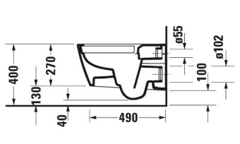 ПОДВЕСНОЙ БЕЗОБОДКОВЫЙ УНИТАЗ DURAVIT RIMLESS VIU, БЕЛЫЙ HYGIENEGLAZE (2511092000)